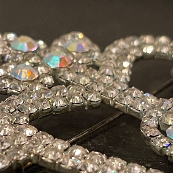 Vintage Aurora Borealis & Rhinestone Oversized Crown Brooch - Picture 9 of 11